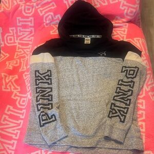 PINK Victoria's Secret Black and Gray Hoodie